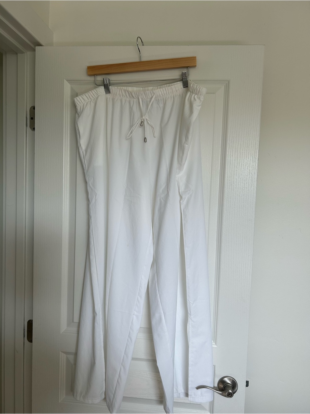 Coolibar White Wide-Leg Drawstring Pants with Pockets